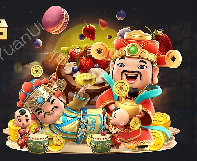 财神与金币的游戏推广场景